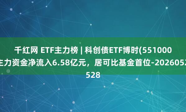 千红网 ETF主力榜 | 科创债ETF博时(551000)主力资金净流入6.58亿元，居可比基金首位-20260528